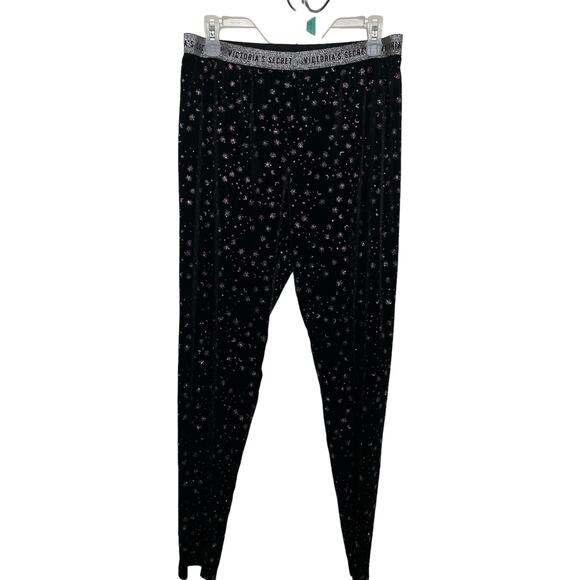 Victoria’s Secret black bottoms, velvet snowflakes XL shimmer sparkly moons - Picture 1 of 5